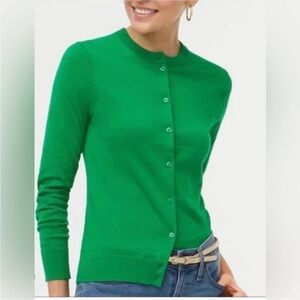 J. Crew Vibrant Green Classic Cardigan Sweater. Women’s Small